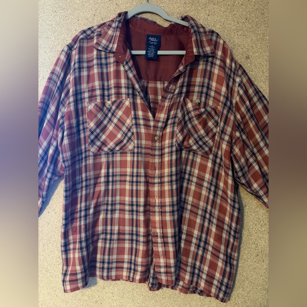 John Blair Plaid Button-Up Shirt Size XL